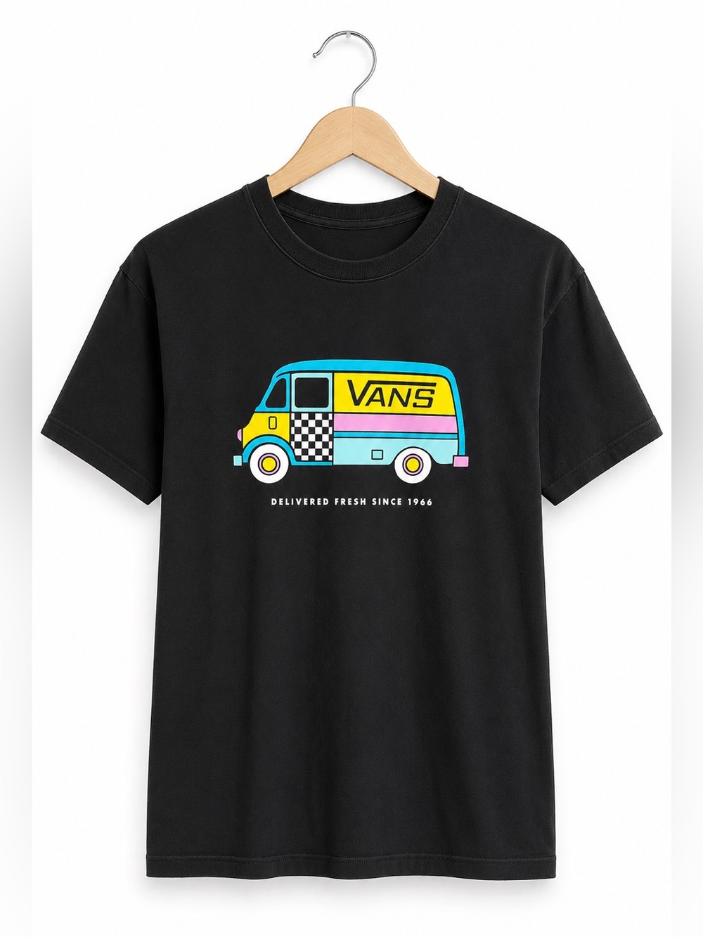 Vans Mens Tee Sz M Black Delivered Fresh Since 1966 Colorful Pastel South Beach